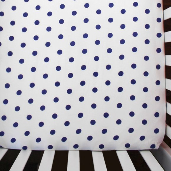 ORGANIC COTTON NAVY POLKA DOTS CRIB SHEET - Picture 4 of 4